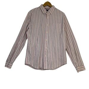 Aeropostale Y2K Men's Bottom Up Shirt Pink and Grey Stripes in Size M